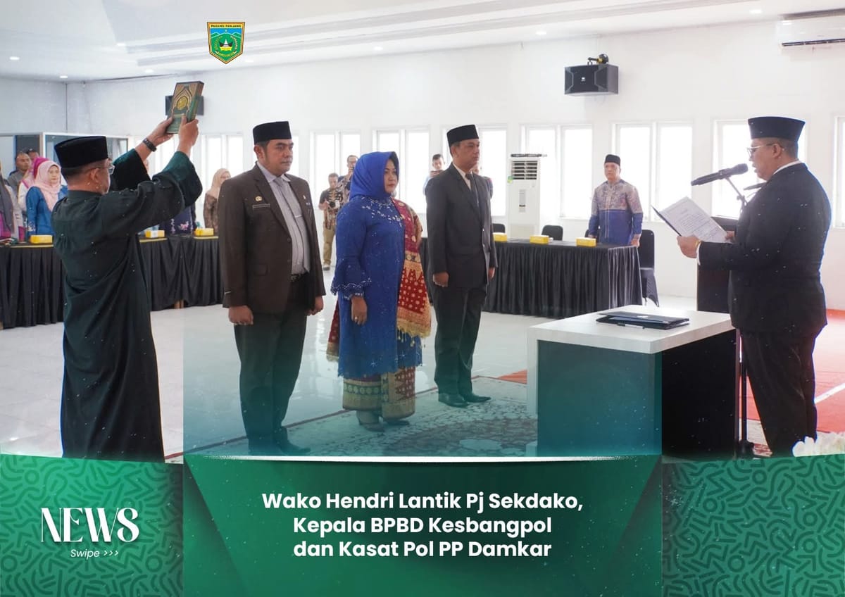 Wako Hendri Arnis Lantik Pj Sekdako, Kepala BPBD Kesbangpol dan Kasat Pol PP Damkar Padang Panjang