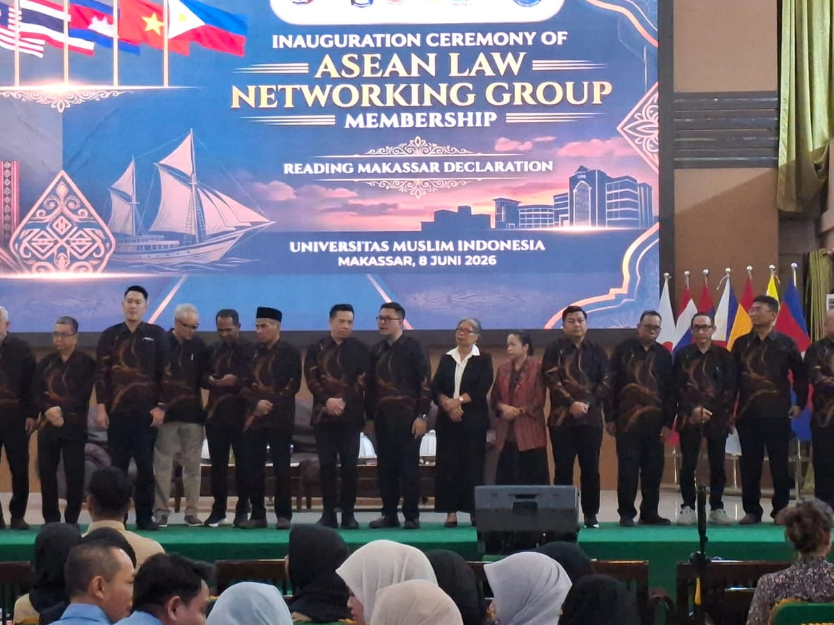 Pengukuhan  Asean Law Networking Group ALNG berlangsung di Kampus Universitas Muslim Indonesia UMI Makassar