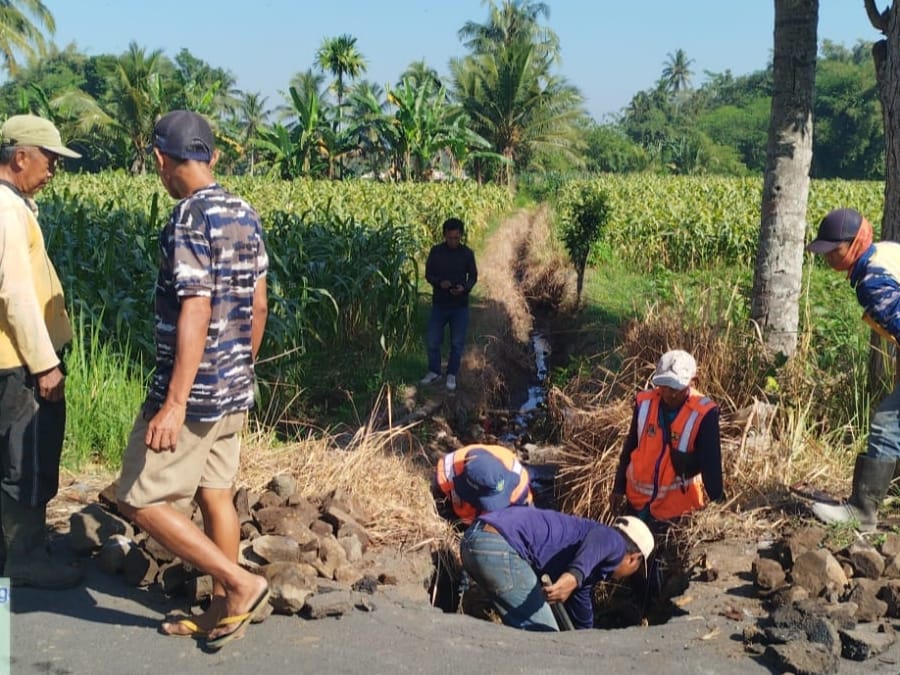 Respons Cepat Laporan Warga, Dinas PU Bina Marga Jember Perbaiki Jalan Ambles
