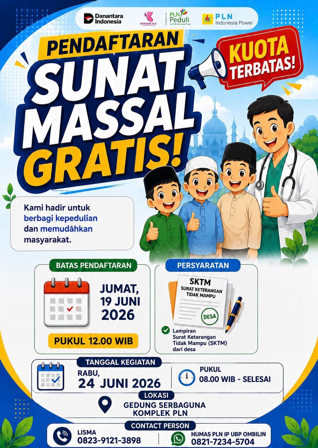 PLN Indonesia Power UBP Ombilin Buka Pendaftaran Sunat Massal Gratis, Kuota Terbatas untuk Warga Sawahlunto