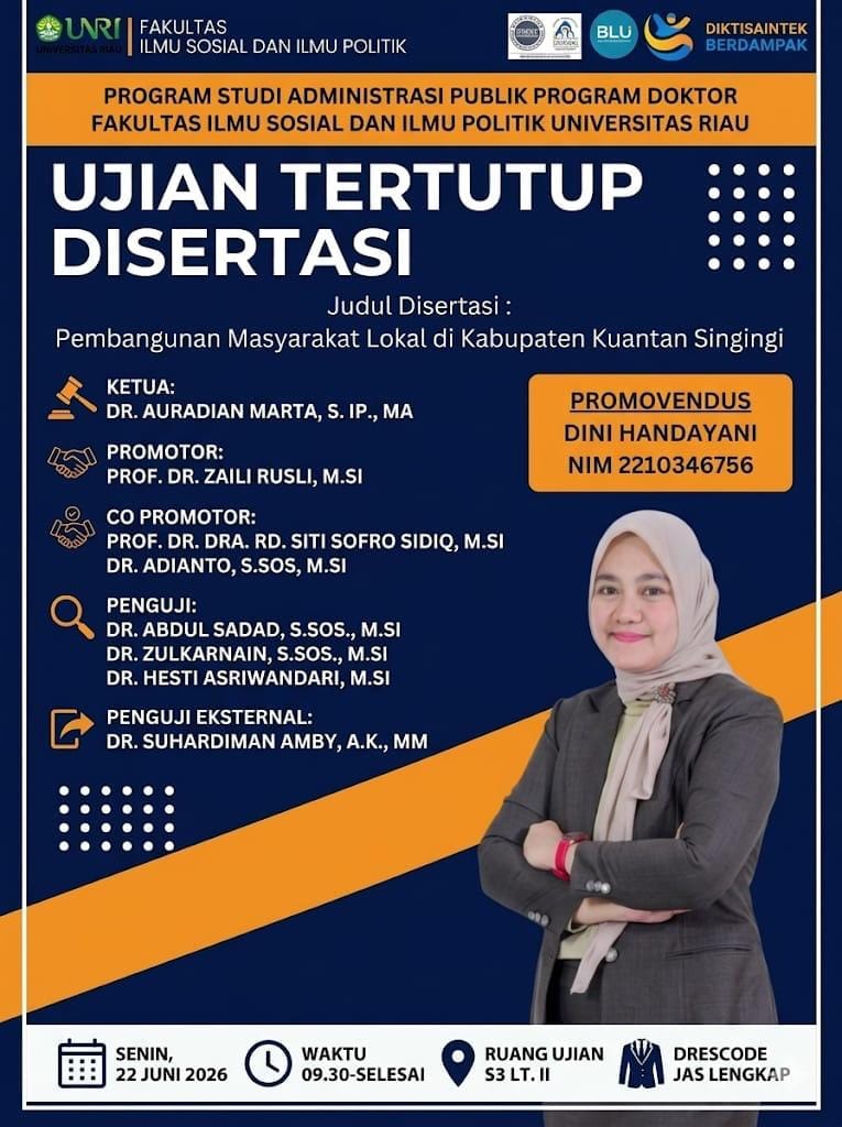 Bupati Kuansing Suhardiman Amby  Jadi Penguji Eksternal Disertasi Doktor di Universitas Riau