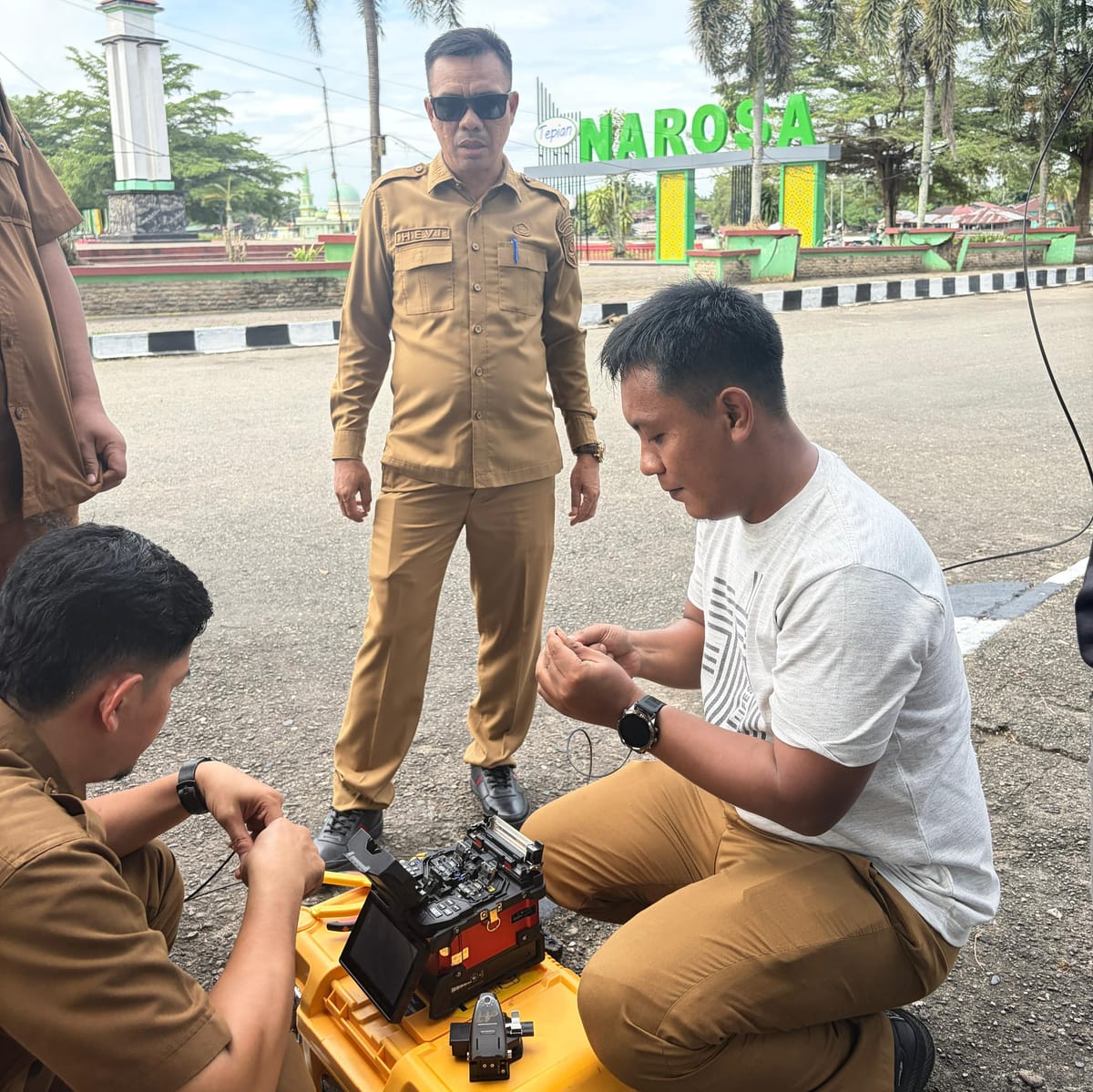 Untuk Kelancaran Pelaksanaan MTQ Riau ke-44, Tim Jaringan Kominfoss Kuansing Lakukan Uji Coba Internet Gratis