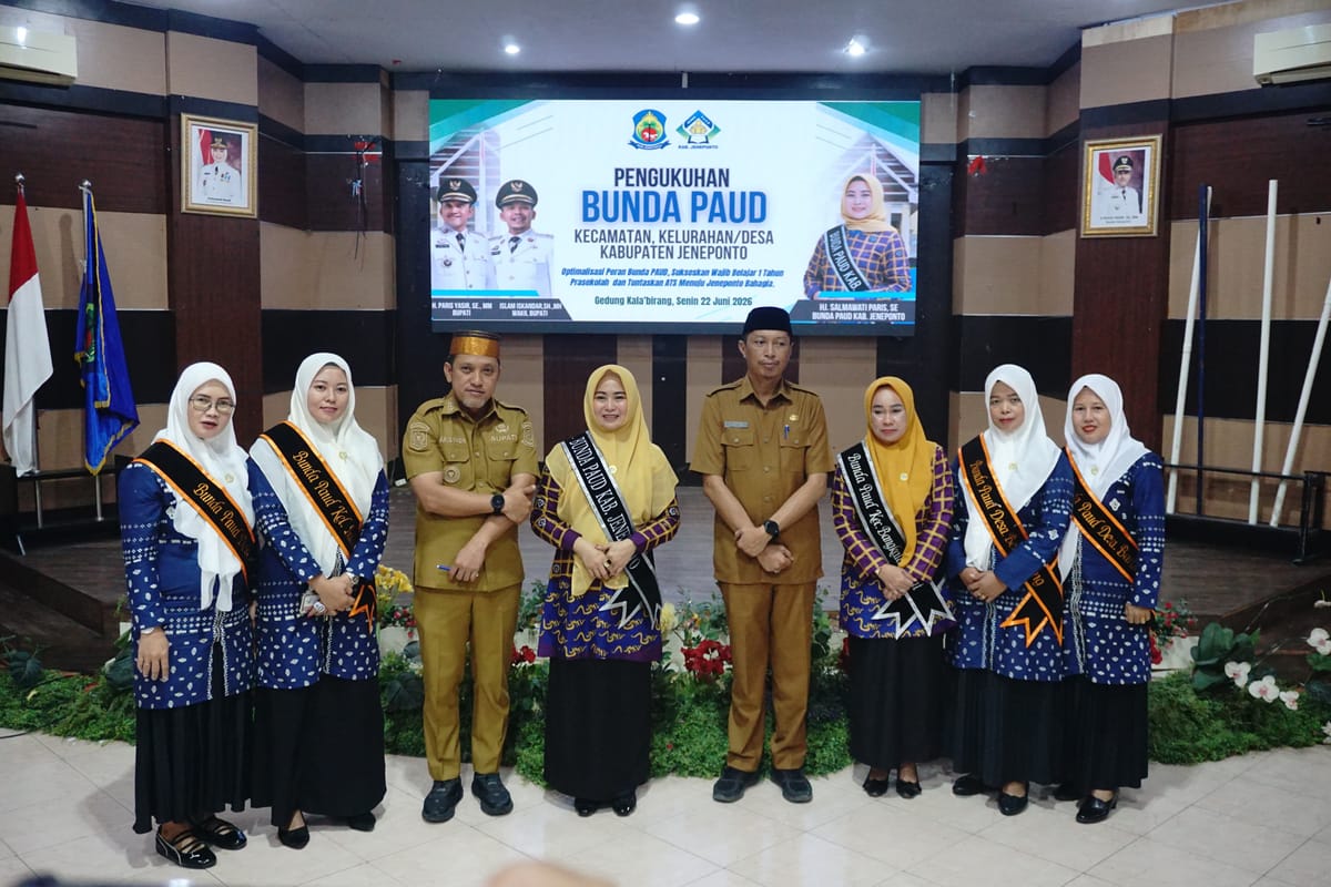 Gerak Serentak Perkuat PAUD: Bupati Jeneponto kukuhkan 174 Bunda Paud, Dorong Target Wajib Belajar 1 tahun Prasekolah