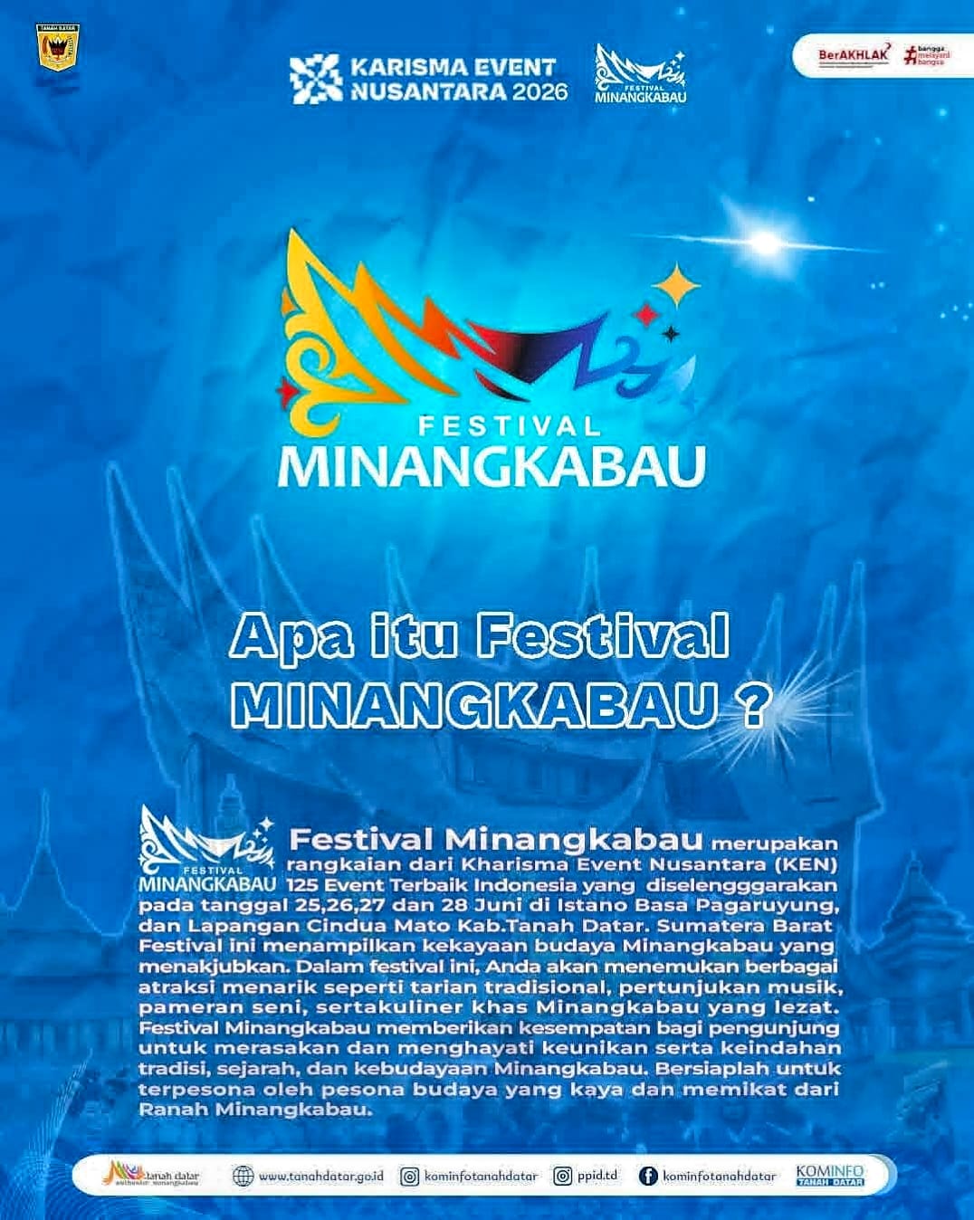 Festival Minangkabau 2026 Segera Digelar, Tanah Datar Tampilkan Kekayaan Budaya Ranah Minang dalam Ajang KEN