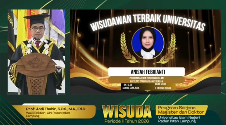 Annisa Febrianti dari Fakultas Tarbiyah, Menjadi Wisudawan Terbaik UIN Raden Intan Lampung