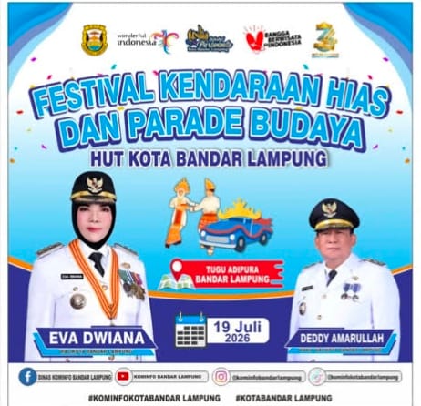 Festival Mobil Hias dan Parade Budaya, Meriahkan HUT 344 Kota Bandarlampung