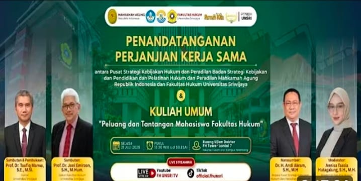 Mahkamah Agung Jalin Kerjasama Dengan FH Unsri Palembang Terkait Rumusan Kebijakan Hukum dan Peradilan