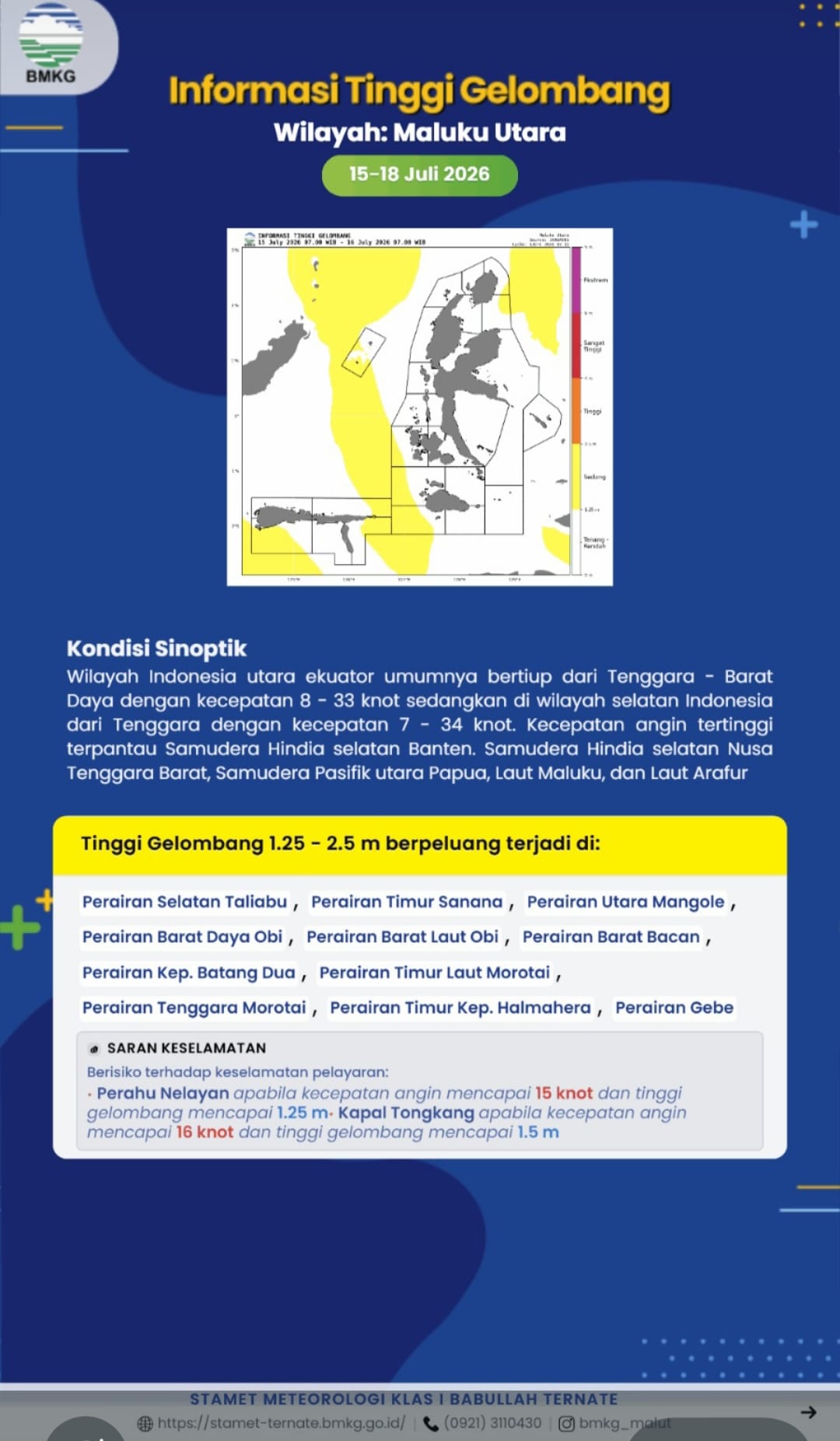 Gelombang Tinggi Terjadi Pada Sejumlah Perairan di Maluku Utara, BMKG Keluarkan Peringatan Dini