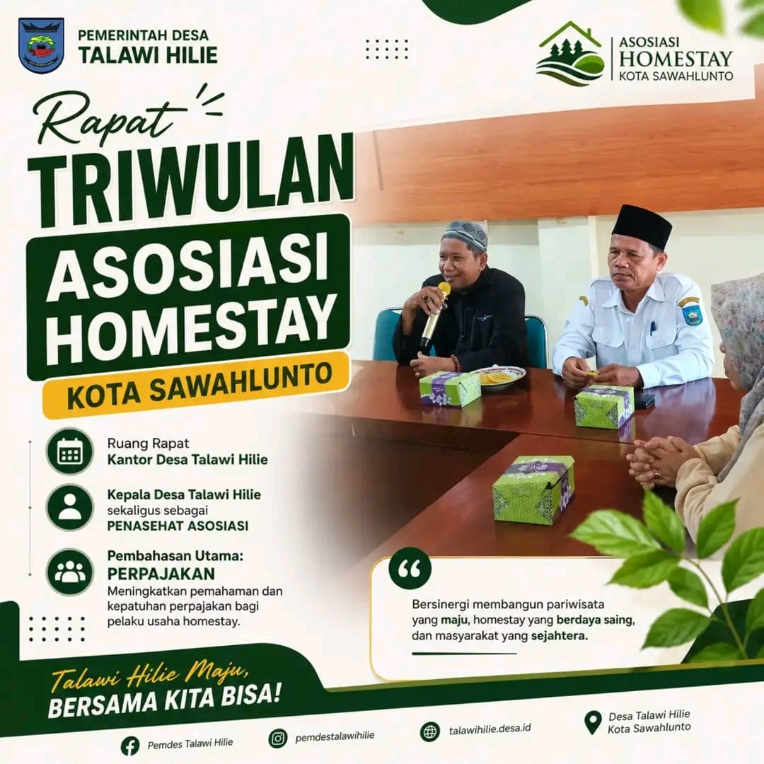 Perkuat Tata Kelola Homestay, Asosiasi Homestay Sawahlunto Bahas Perpajakan untuk Dukung Pariwisata Berkelanjutan
