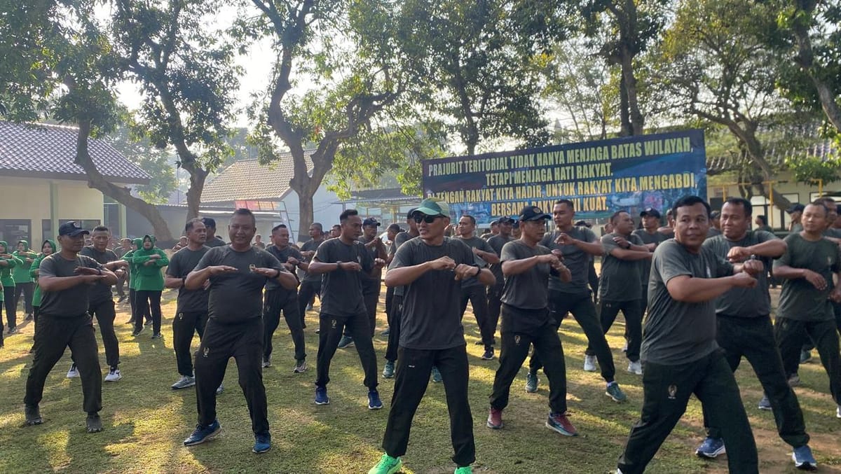 Kodim 0829/Bangkalan Rayakan Ulang Tahun Personel dan Senam Bersama