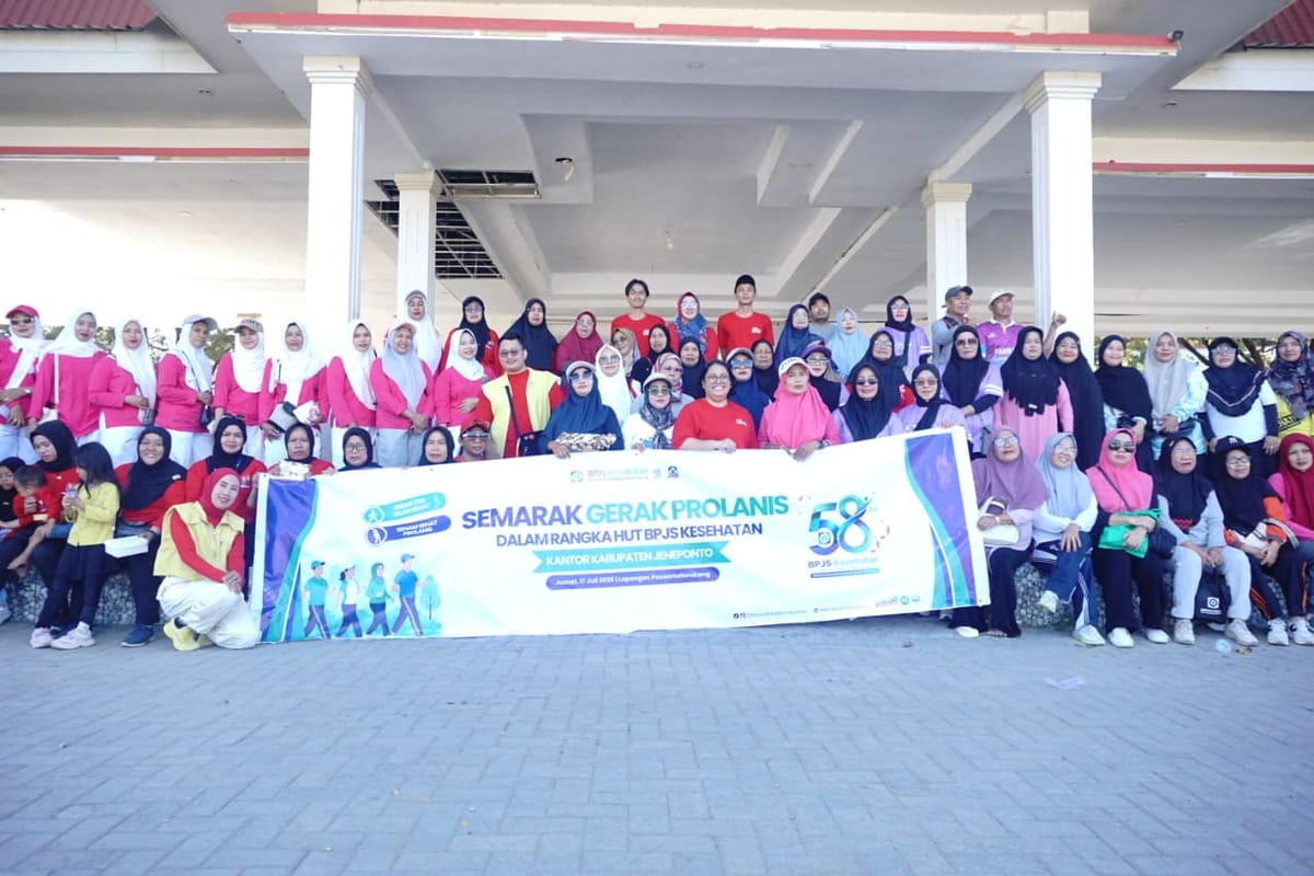 Semangat Gerak Prolanis Warnai Peringatah HUT BPJS Kesehatan ke - 58 di Jeneponto.
