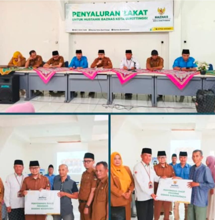 Wawako dan Baznas Salurkan Zakat untuk 61 Mustahik Bukittinggi