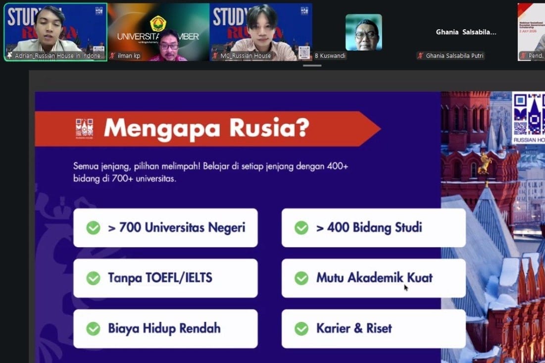 Dosen dan Mahasiswa UNEJ Berpeluang Raih Beasiswa dari Rusia, Tersedia 400 Program Studi