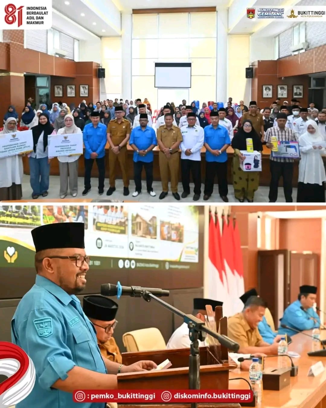 Pemko Bukittinggi Bersama Baznas dan Kemenag Salurkan Zakat Program Unggulan dan Infak Bencana NTT