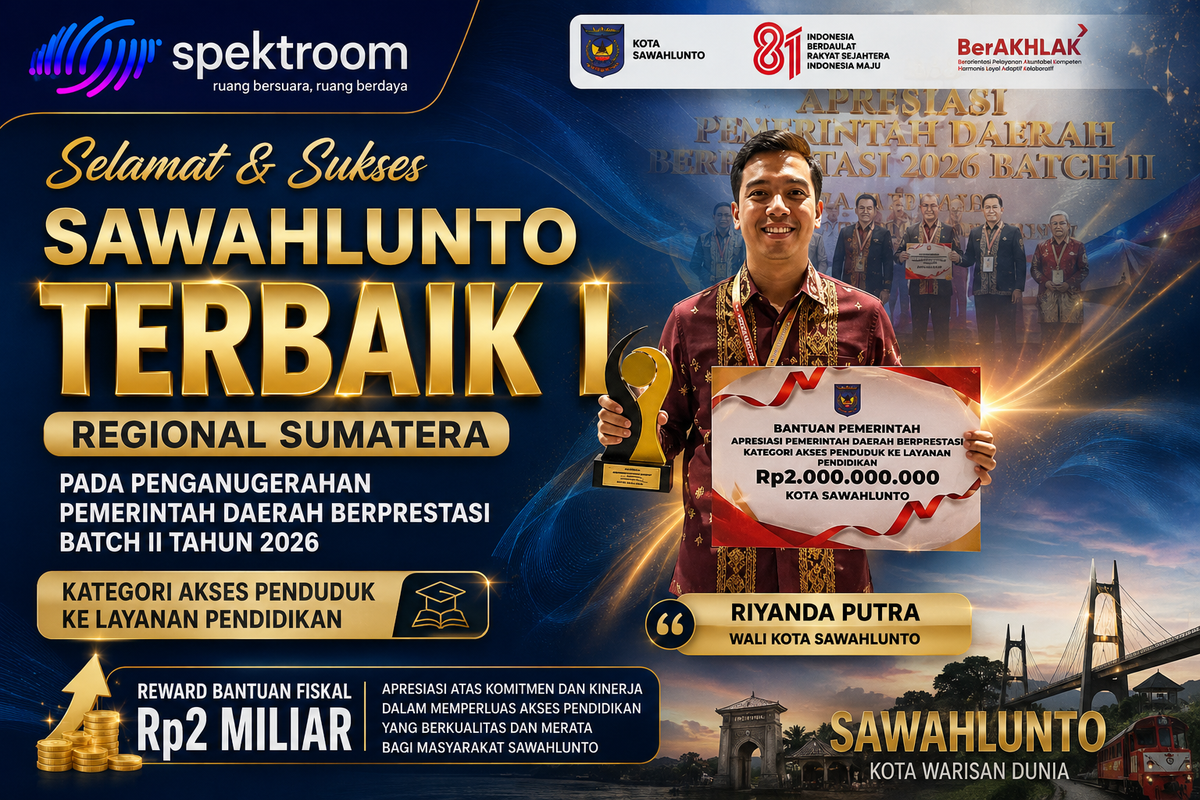 Sawahlunto Terbaik I Regional Sumatera, Raih Reward Fiskal Rp2 Miliar