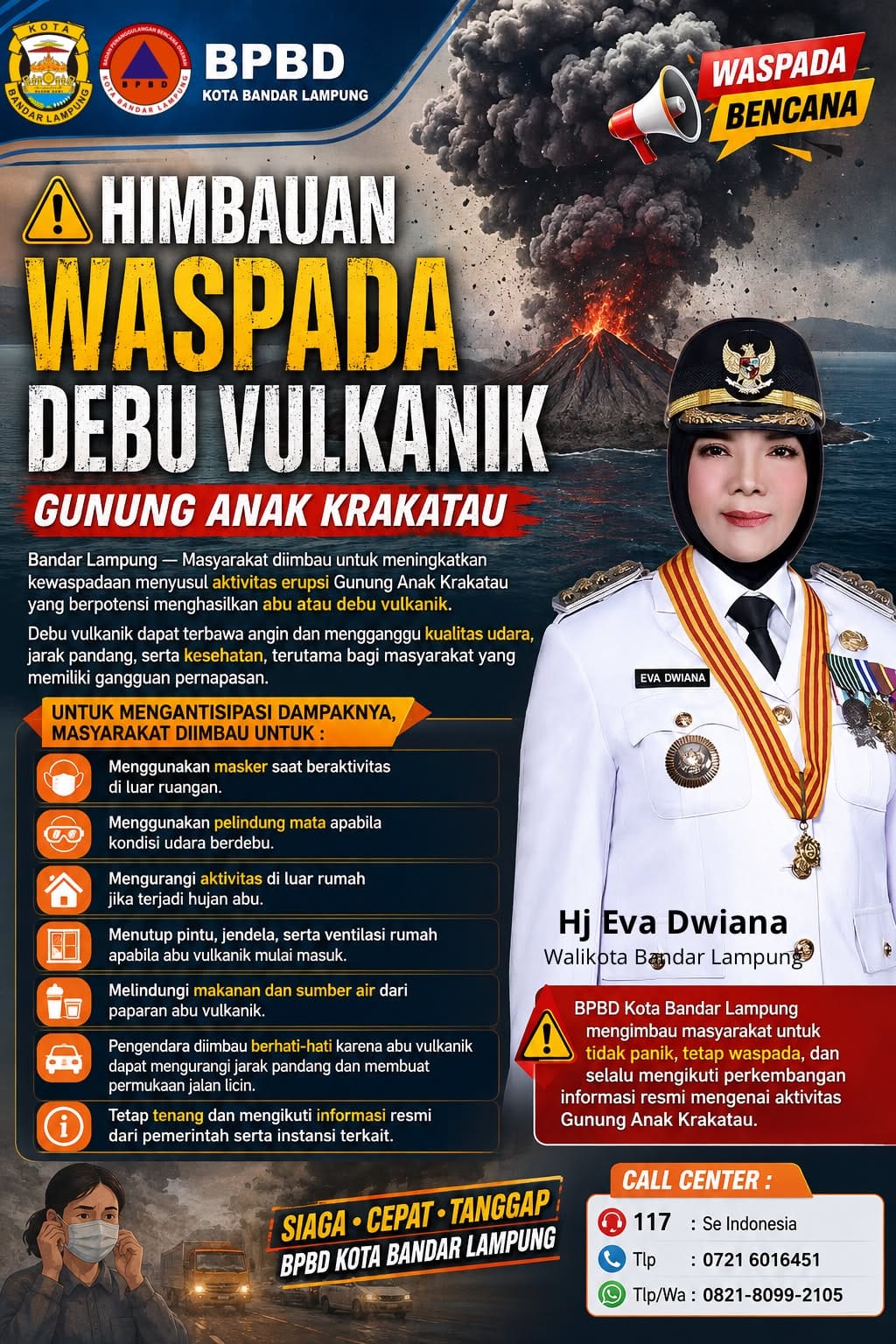 Himbauan Waspada Abu Vulkanik Gunung Anak Krakatau