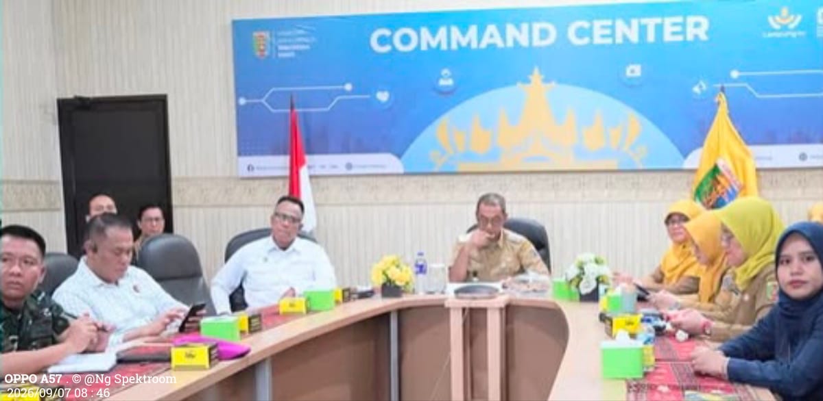 TPID Provinsi Lampung Ikuti Secara Virtual Rakor TPID Dari Command Center Diskominfotik Lampung