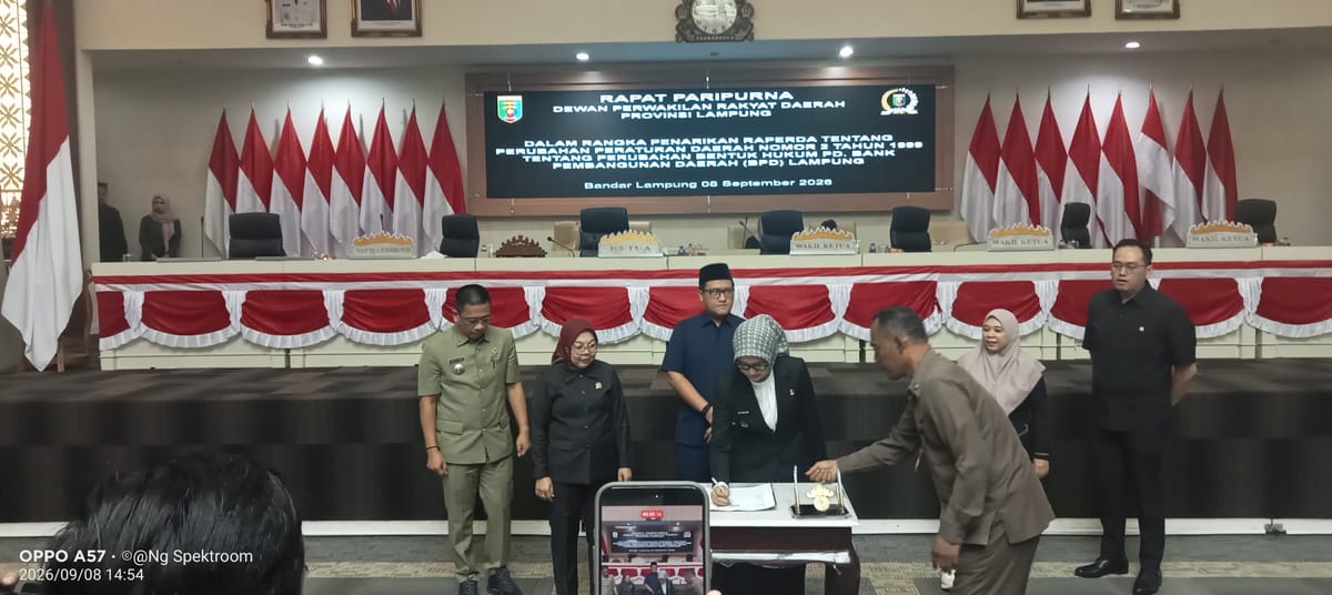 DPRD & Gubernur Sepakati Penarikan Raperda Perubahan Bentuk Hukum BPD Menjadi PT Bank Lampung
