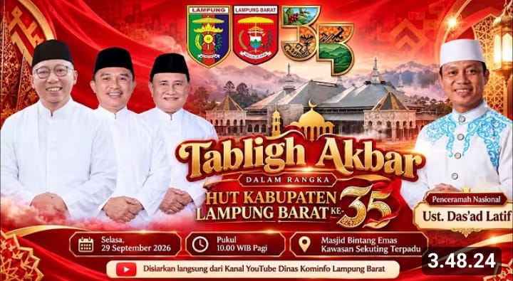 Gubernur Mirza Hadiri Tabligh Akbar Peringati HUT 35 Lampung Barat