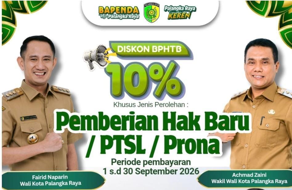 Warga Palangka Raya Bisa Hemat BPHTB 10 Persen Selama September 2026