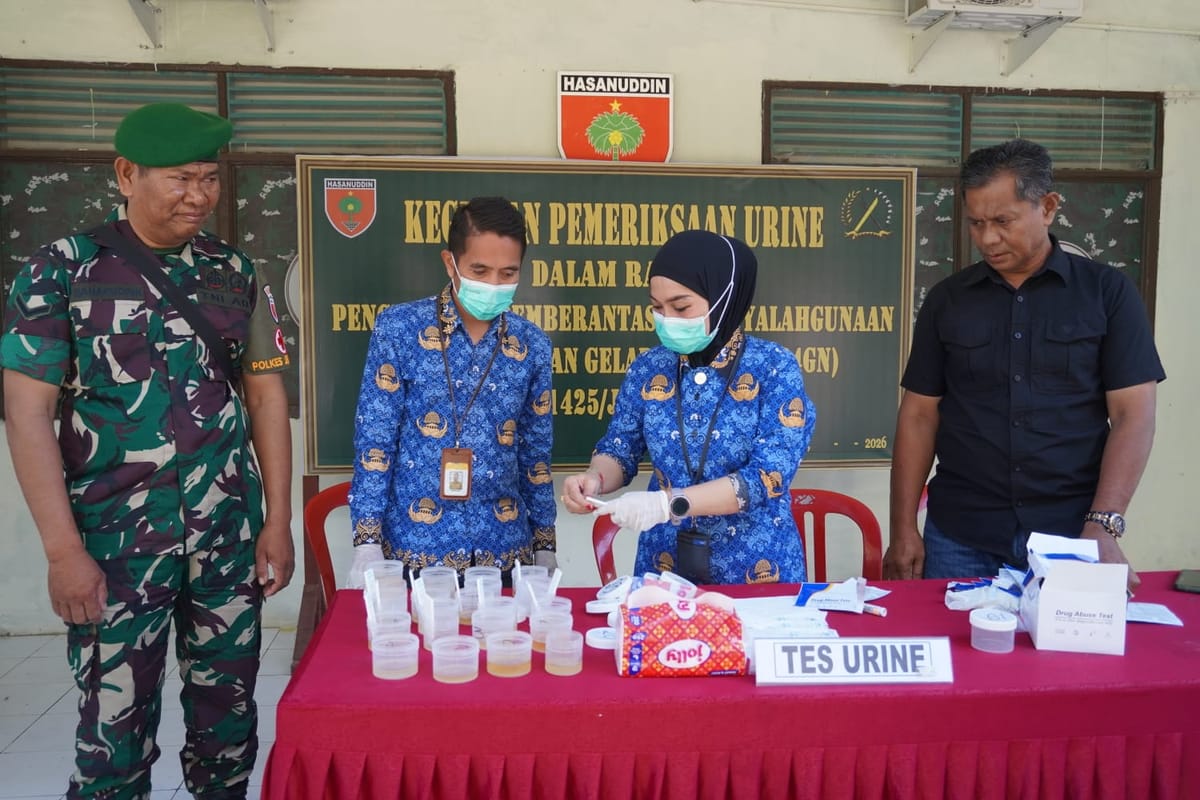 Prajurit Bersih Satuan Tangguh,Kodim 1425 Jeneponto Gelar Test Urine