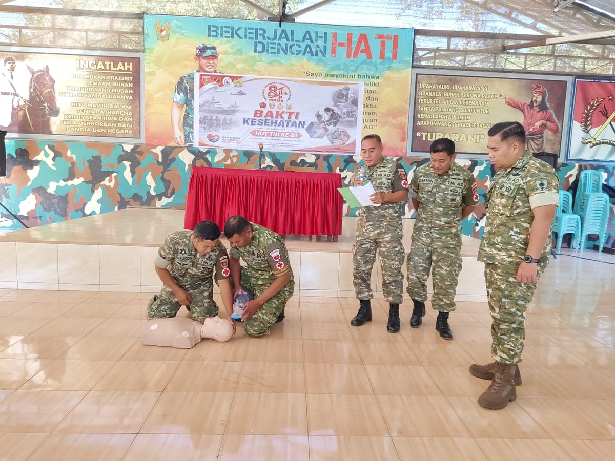 HUT ke- 81 TNI,Kodim 1425/ Jeneponto bekali Prajurit dan Warga Kemampuan Menyelamatkan Nyawa