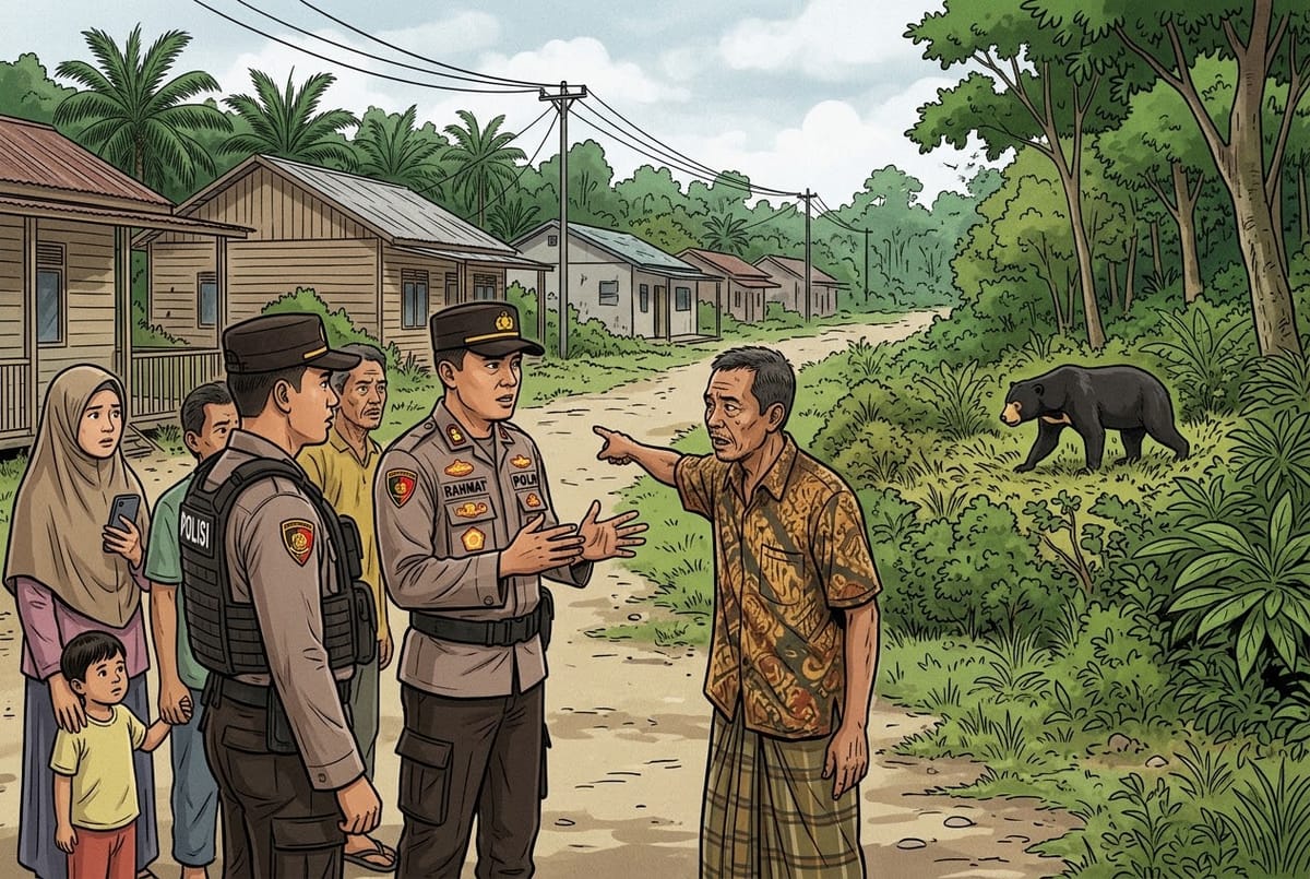 Beruang Berkeliaran di Pelalawan, Polsek Kerumutan Minta Warga Waspada
