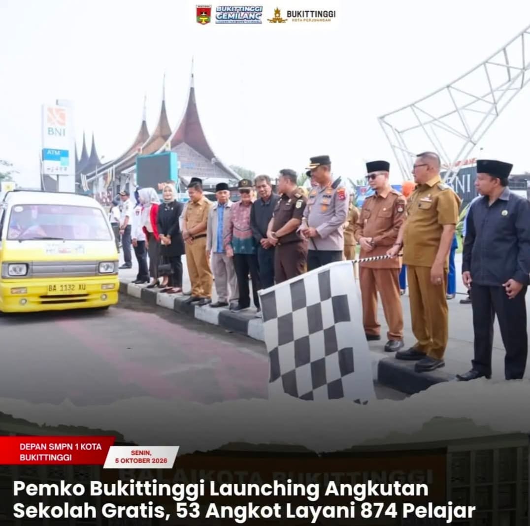 Pemko Bukittinggi Launching Angkutan Sekolah Gratis, 53 Angkot Layani 874 Pelajar