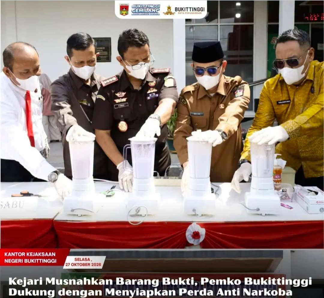 Kejari Musnahkan Barang Bukti, Pemko Bukittinggi Dukung dengan Menyiapkan Perda Anti Narkoba