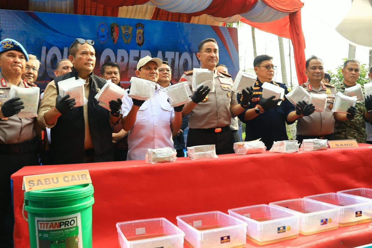 Tim Gabungan Sita Hampir 1,2 Ton Sabu dari Laboratorium Gelap di Aceh