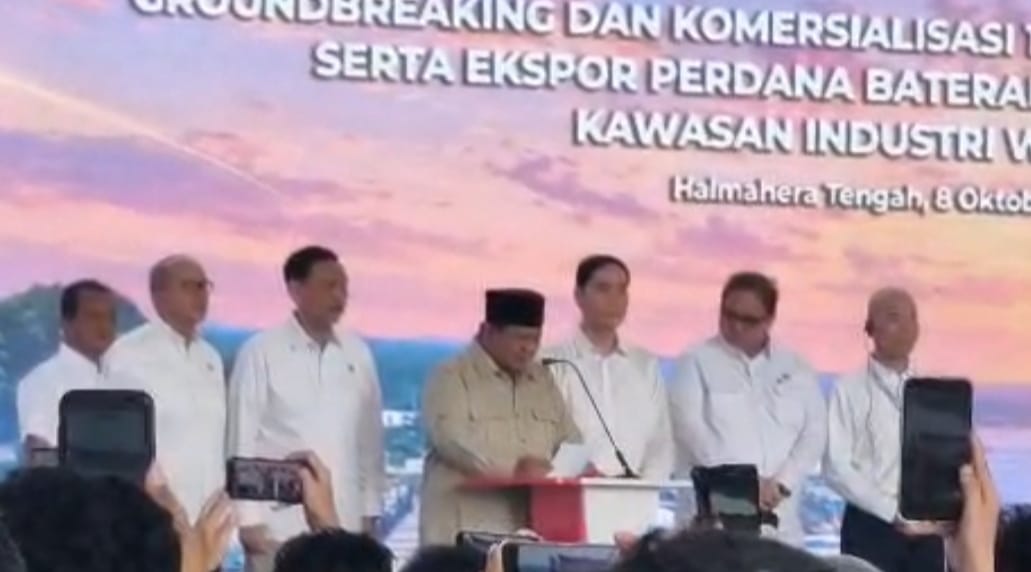 Prabowo Resmikan Proyek Hilirisasi 180 T dan Ekspor Perdana Baterai Kendaraan Listrik di Halmahera Tengah