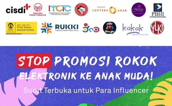 Koalisi Masyarakat Sipil Tolak Promosi Rokok Elektronik.