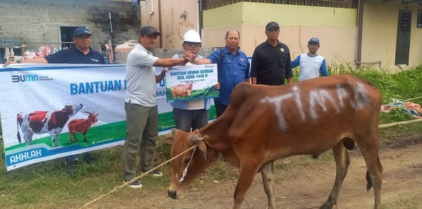 PWI Karimun Serahkan Satu Ekor Sapi Kurban Kepada Masjid Al Falah Sungai Pasir