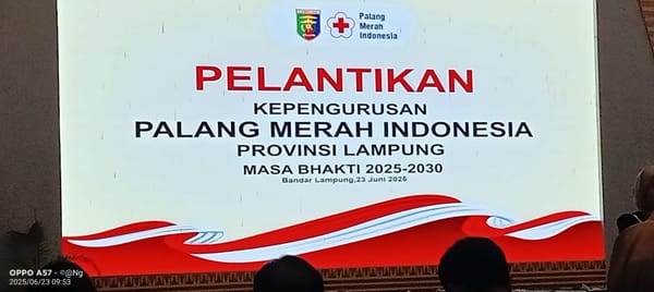Ketua Umum PMI M. Jusuf Kalla Melantik Pengurus Palang Merah Indonesia (PMI) Provinsi Lampung.