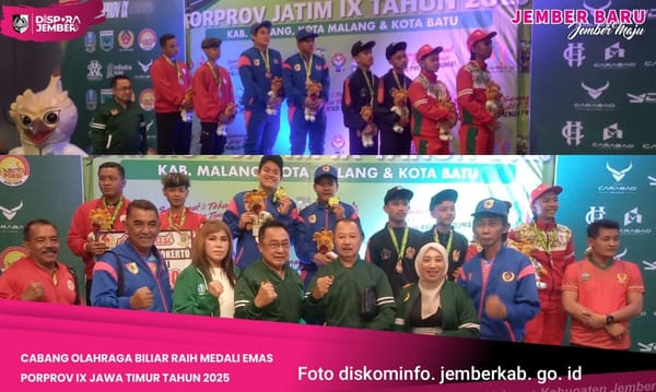Medali Emas Diraih Atlet Biliar Jember Pada Porprov IX Jawa Timur 2025