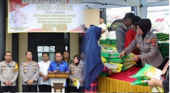 Polres Pesawaran Gelar Gerakan Pangan Murah, Salurkan 2 Ton Beras