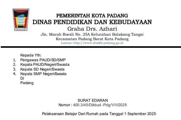 Antisipasi Demonstrasi Besar-Besaran, Siswa Sekolah di Padang Belajar dari Rumah
