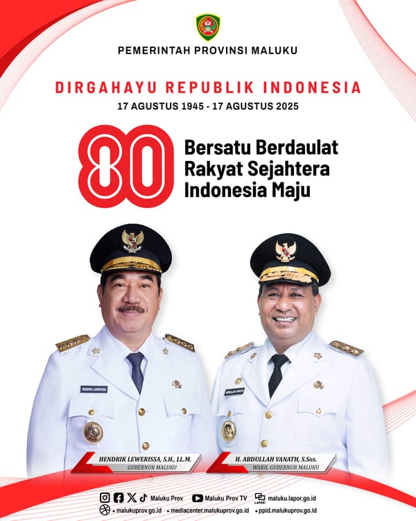 Gubernur dan Wakil Gubernur Maluku: Dirgahayu RI ke-80