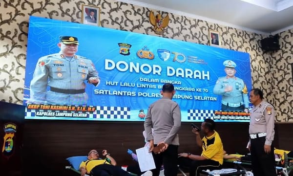 HUT Ke- 70 Lantas Bhayangkara, Polres Lamsel Gelar Donor Darah