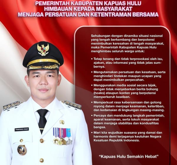Bupati Kapuas Hulu Ajak Warga  Utamakan Persatuan dan Ketentraman