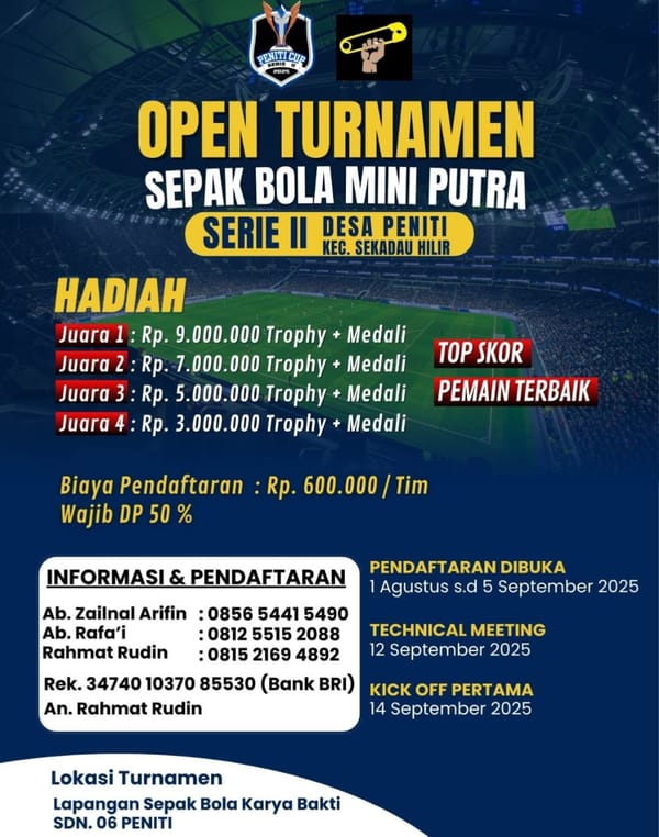 Semarak Sepak Bola Mini di Desa Peniti, 94 Tim Siap Berlaga di Turnamen Terbuka 2025