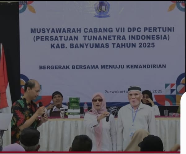 Ketua Pertuni Jateng Lantik Pengurus Pertuni Banyumas Masa Bakti 2025-2030 Hasil Muscab VII Pertuni Banyumas.