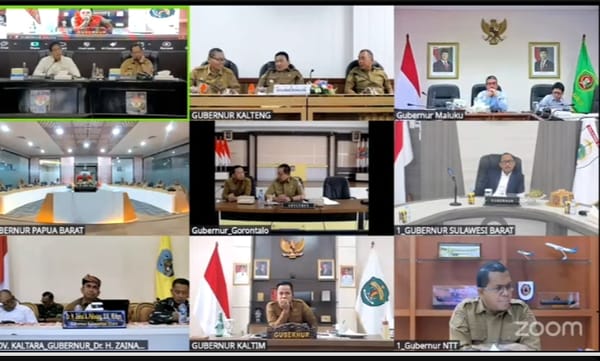 Gubernur Mirza Ikuti Rakor TPID secara virtual dari Ruang Command Centre Diskominfotik Lampung