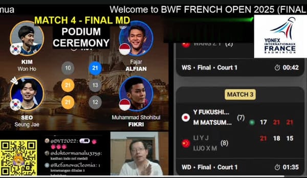 Dikalahkan Ganda Putra Korea Selatan, FAKRI Harus Puas Menjadi Runner-up French Open 2025