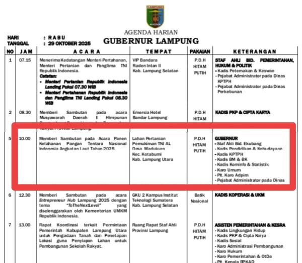 Panglima TNI Akan Hadiri Panen Ketahanan Pangan TNI-AL Tahun 2025, di Lampung