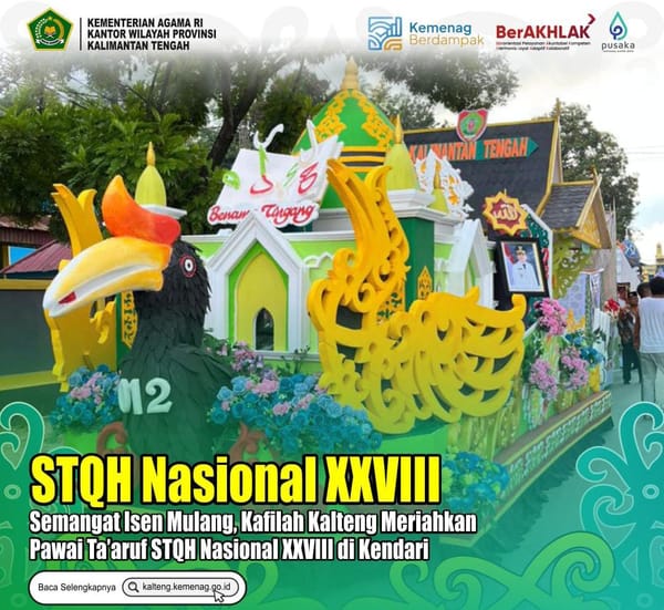Kafilah Kalteng Tampilkan Perahu Banama Tingang di Pawai Ta’aruf STQH Nasional XXVIII