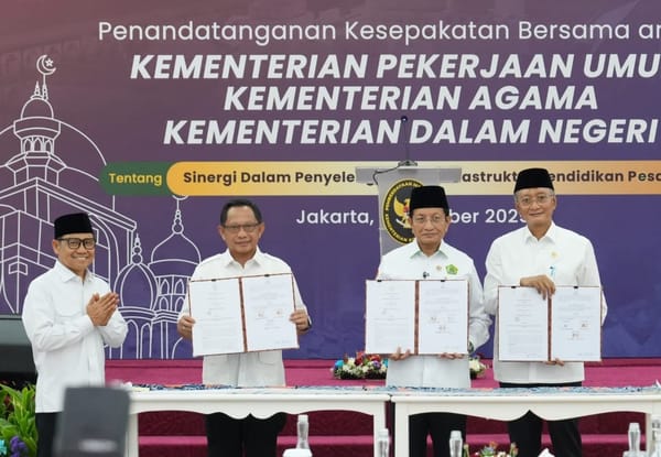 Perkuat Sinergi Infrastruktur Ponpes, 3 Kementerian  Tandatangani Kesepakatan  Bersama.