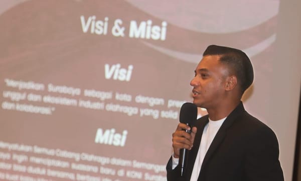 Calon Ketua KONI Surabaya Arderio Hukom Bertekad Membina Olahraga Melalui Industri Olahraga.