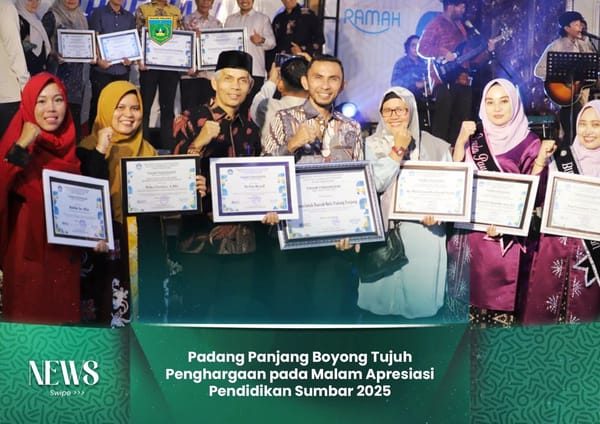 Padang Panjang Boyong Tujuh Penghargaan pada Malam Apresiasi Pendidikan Sumbar 2025