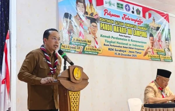 Pandu Ma'arif NU Lampung Ikuti Kemah Perdamaian dan Kemanusiaan, di Surabaya